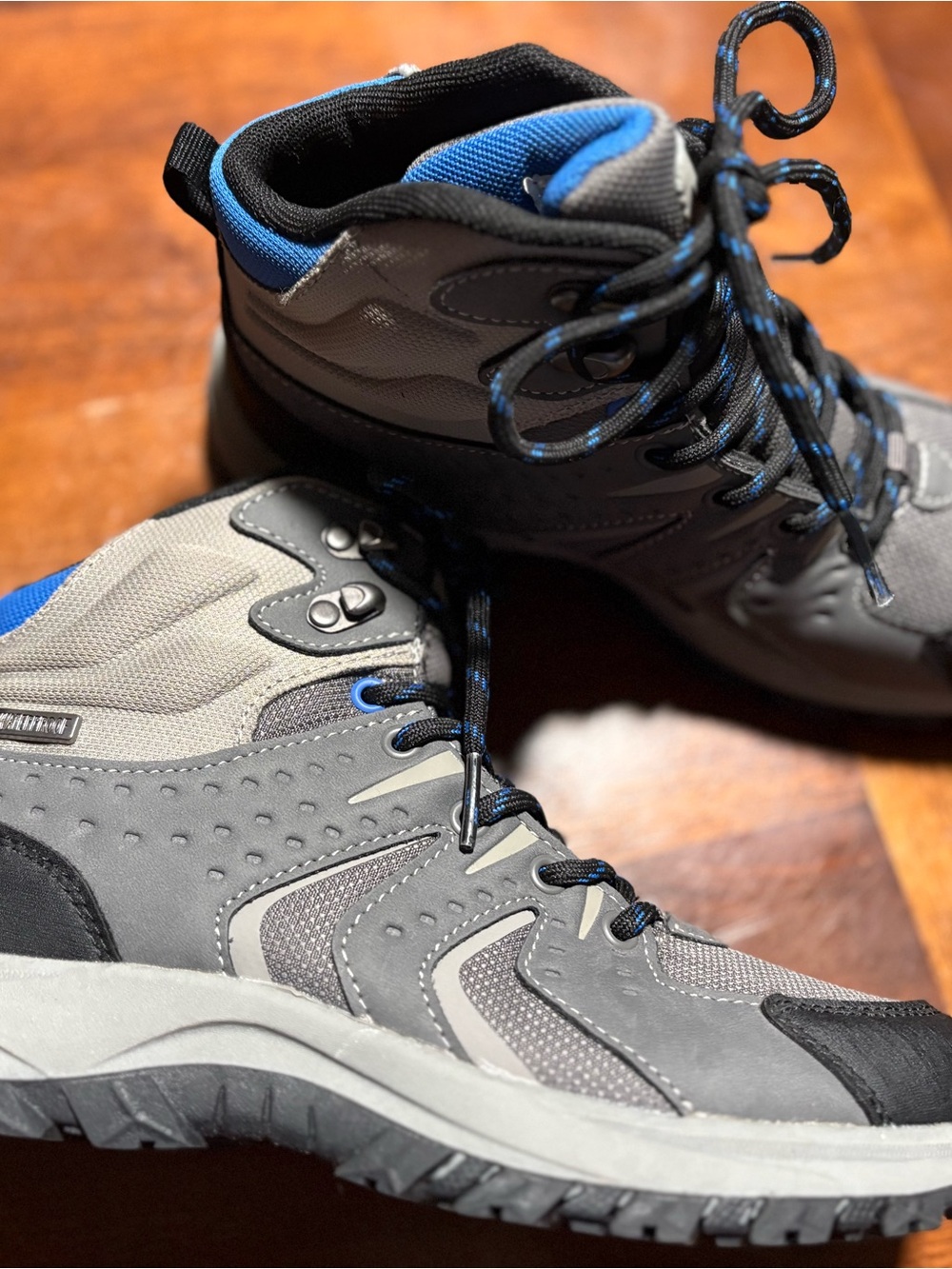Kids Gray & Blue Waterproof Hiking Boots Sz 4/Women’s 5.5- Outdoor Trail Support